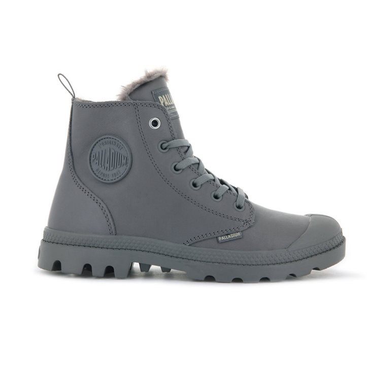 Palladium Pampa Hi Zip Leather S Laarzen Dames Grijs | NL 89AQEIH